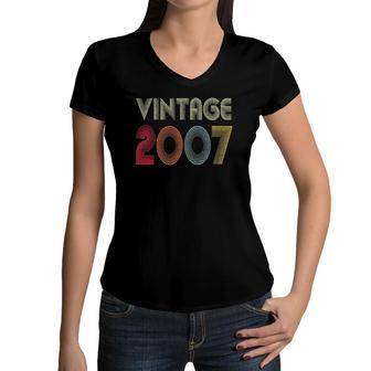 Vintage 2007 Funny 15 Years Old Boys And Girls 15Th Birthday Women V-Neck T-Shirt - Seseable