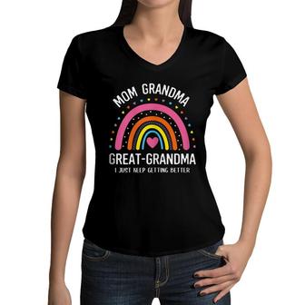 Womens Funny Mom Grandma Great Grandma Funny Mothers Day Rainbow Women V-Neck T-Shirt - Seseable