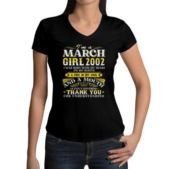 Womens Im A March Girls 2002 19Th Birthday Gifts 19 Years Old Women V-Neck T-Shirt - Seseable