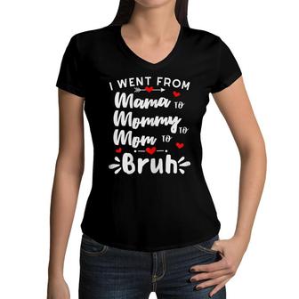 Womens Mama Mommy Mom Bruh Funny Mothers Day Gifts For Mom Women V-Neck T-Shirt - Seseable