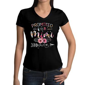 Womens Promoted To Mimi 2022 Funny New Grandma Mothers Day Women V-Neck T-Shirt - Seseable