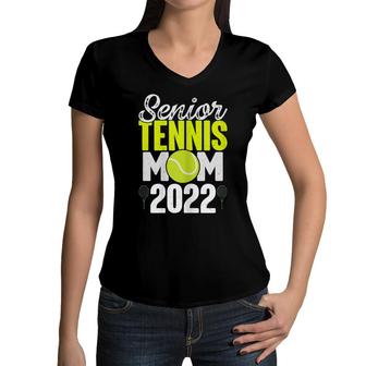 Womens Senior Tennis Mom 2022 Tennis Team Proud Mom Women V-Neck T-Shirt - Seseable