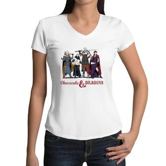 Cheesecake And Dragons The Golden Girl Women V-Neck T-Shirt | Mazezy