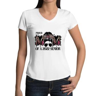Class Of A 2022 Proud Mom Of A 2022 Senior Mothers Day Women V-Neck T-Shirt - Seseable