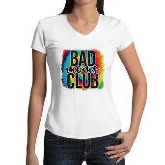 Colorful Bad Moms Club Vintage Mothers Day Women V-Neck T-Shirt - Seseable