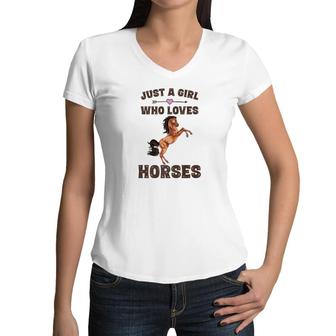 Funny Horse Racing Riding Equestrian Gift For Girls Women V-Neck T-Shirt - Monsterry CA