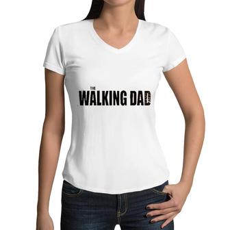 Gift For 2022 Walking Dad Simple Letter Women V-Neck T-Shirt - Seseable