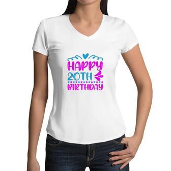 Happy 20Th Birthday With Many Memories Since I Was Born In 2002 Women V-Neck T-Shirt - Seseable