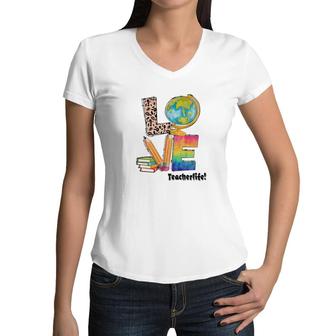 I Am A Teacher With A Passion For The Profession And I Love Teacherlife Women V-Neck T-Shirt - Seseable