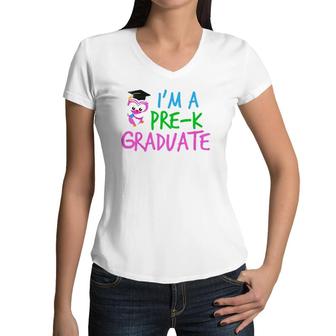 Kids Cute Preschool Graduation Prek Graduate Girl Women V-Neck T-Shirt - Seseable