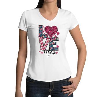 Love Nurse Pink Graphics So Beautiful New 2022 Women V-Neck T-Shirt - Seseable