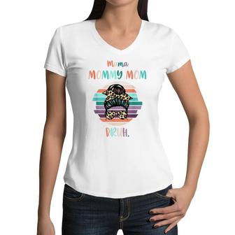 Mama Mommy Mom Bruh Mommy And Me Funny Boy Son Mom Life Women V-Neck T-Shirt - Seseable