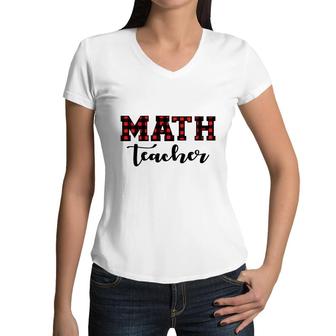 Plaid Math Teacher Cool Awesome Gifts Women V-Neck T-Shirt - Seseable