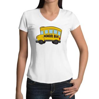 School Bus Driver Funny Kids School Bus Women V-Neck T-Shirt - Seseable