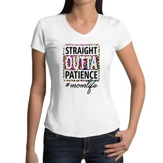 Straight Outta Patience Momlife Pink Leopard Vintage Mothers Day Women V-Neck T-Shirt - Seseable