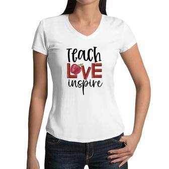 Teachers Who Teach With Love And Inspiration To Their Students Women V-Neck T-Shirt - Seseable