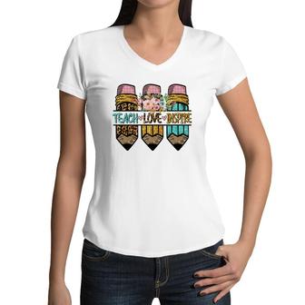 Teaching Love And Inspiring Are Things That Teachers Always Have In Their Hearts Women V-Neck T-Shirt - Seseable