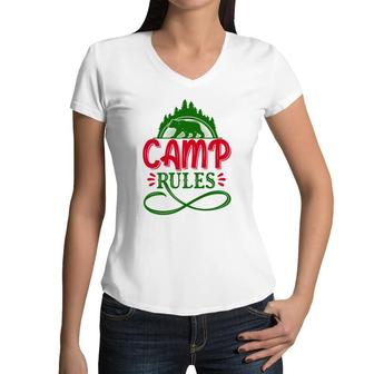 Travel Lover Makes Camp Rules For Them In The Exploration Women V-Neck T-Shirt - Seseable