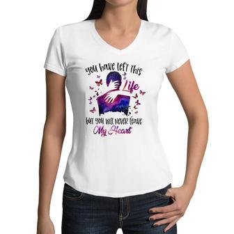 You Will Never Leave My Heart Husband Boyfriend Memorial Women V-Neck T-Shirt | Mazezy CA