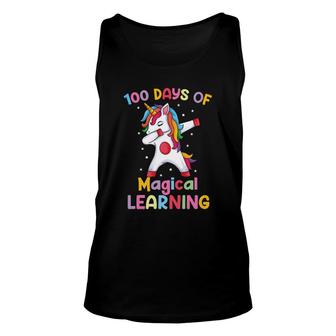 100 Days Of Magical Learning Dabbing Unicorn Party Unisex Tank Top - Seseable