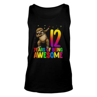 12 Years Old Birthday Sloth Dabbing 12Th Birthday Sloth Unisex Tank Top - Seseable