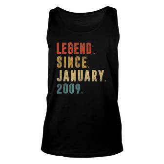 13 Years Old Gifts Legend Since January 2009 13Th Birthday Unisex Tank Top - Seseable