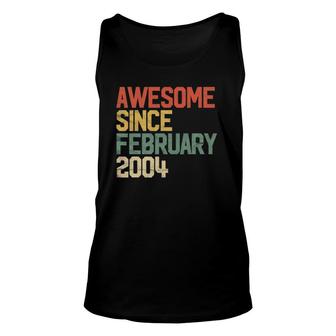 18Th Birthday Gifts Awesome Since February 2004 18 Years Old Unisex Tank Top - Seseable