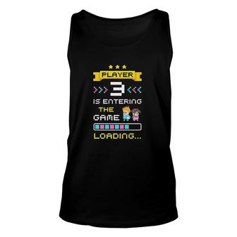 1St Time Dad Mom Gamer Announcement Player 3 Unisex Tank Top - Monsterry