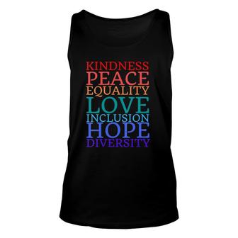 Womens 2021 Human Rights Peace Love Inclusion Equality Diversity V-Neck Tank Top | Mazezy