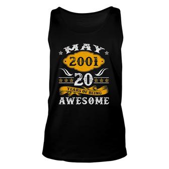 20Th Birthday Decorations May 2001 Men Women 20 Years Old Unisex Tank Top - Seseable