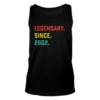 20Th Birthday Gift Vintage Legendary Since 2002 20 Years Old Unisex Tank Top - Seseable