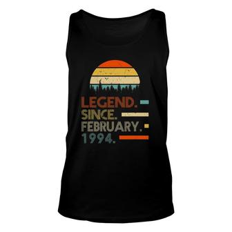 27 Years Old Retro Birthday Gift Legend Since February 1994 Ver2 Unisex Tank Top - Seseable
