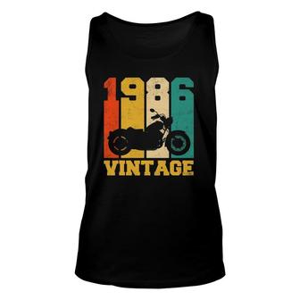 35 Years Old Gifts Vintage 1986 Motorcycle 35Th Birthday Unisex Tank Top - Seseable
