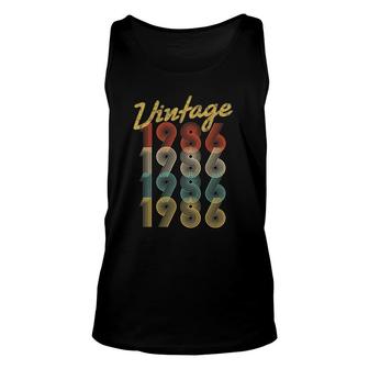 35Th Birthday Gift Vintage 1986 Retro Pop Style 35 Years Old Unisex Tank Top - Seseable