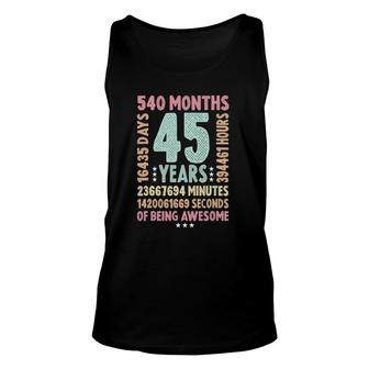 45Th Birthday 45 Years Old Vintage Retro - 45 Yr Old Unisex Tank Top - Seseable