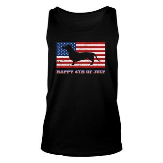 4Th Of July Dachshund Sausage Dog American Flag Unisex Tank Top - Seseable