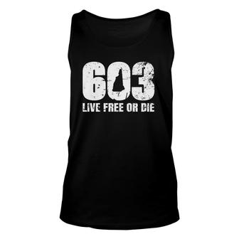 603 New Hampshire - Live Free Or Die Unisex Tank Top | Mazezy