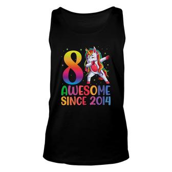 8 Awesome Since 2014 Dabbing Unicorn Birthday Party Unisex Tank Top - Seseable