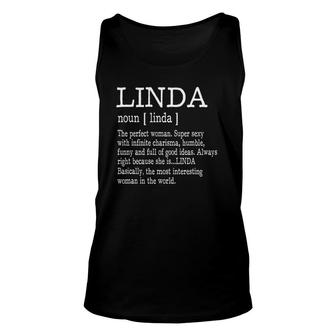 Adult Definition First Name Linda Ladies Funny Unisex Tank Top | Mazezy
