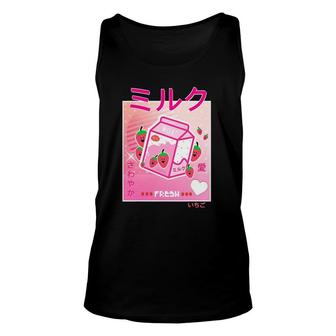 Aesthetic Otaku Japanese Strawberry Milk Carton Kawaii Pink Unisex Tank Top - Seseable