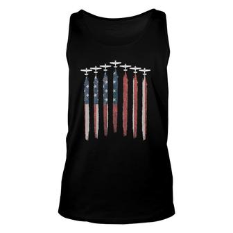 Airplane Pilot Flying Usa Flag Patriot American 4Th Of July Unisex Tank Top | Seseable UK