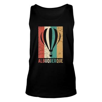 Womens Alburquerque Hot Air Balloon Retro Rainbow Ballooning V-Neck Tank Top | Mazezy