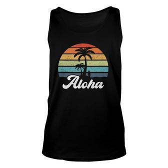 Aloha Hawaii Hawaiian Island Palm Beach Surfboard Unisex Tank Top | Mazezy