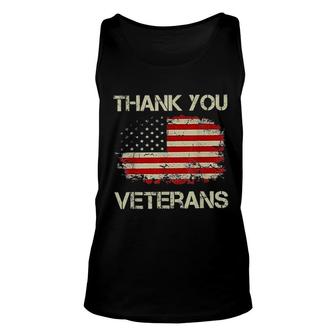 American Flag Thank You Veterans Proud 2022 Gift Unisex Tank Top - Seseable