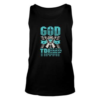 American Trump Supporters Apparel God Guns And Trump Gift Premium Unisex Tank Top - Monsterry CA