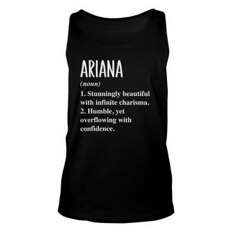 Ariana First Name Definition Personalized Gift Idea Unisex Tank Top | Mazezy