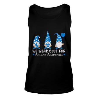 Autism Awareness Gnome In April We Wear Blue Ribbon Puzzle Unisex Tank Top - Seseable