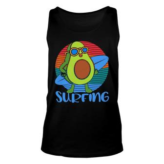 Avocado Funny Avocado Surfing Blue Graphic Unisex Tank Top - Seseable