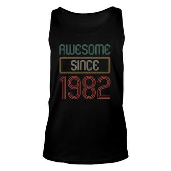 Awesome Since 1982 Retro 40Th Birthday Gifts 40 Years Old Unisex Tank Top - Seseable