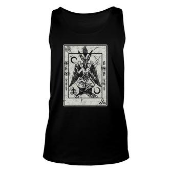 Baphomet Occult Satan Goat Head Devil Tarot Card Design Unisex Tank Top | Mazezy
